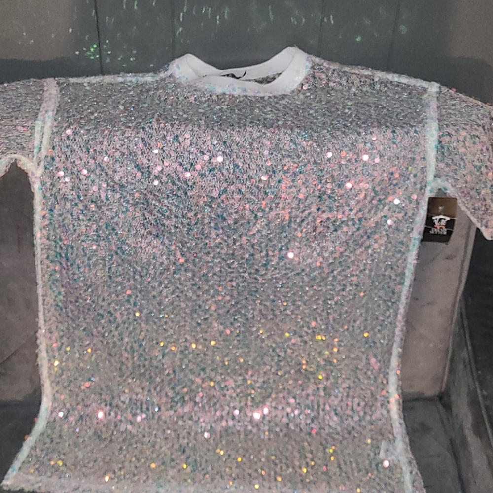 SEQUINS MULTICOLOR SHEER TOP